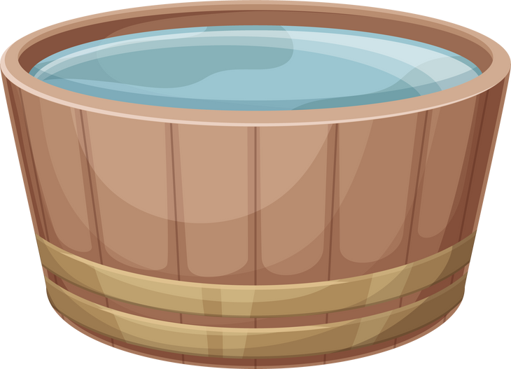 Sauna Wooden Tub With Water