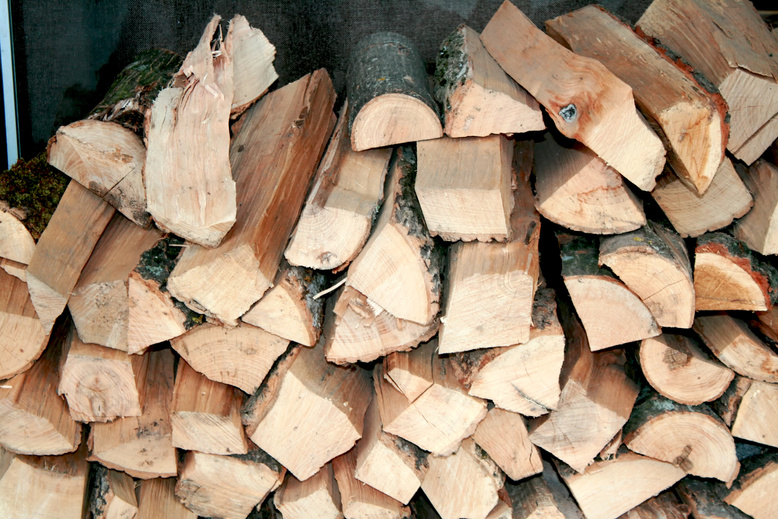 Firewood chopped for barbecue. Chopped wood for kindling.