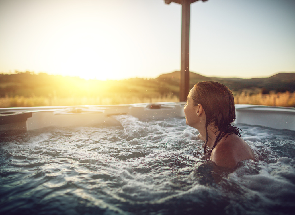 Woman in whirlpool hot tub