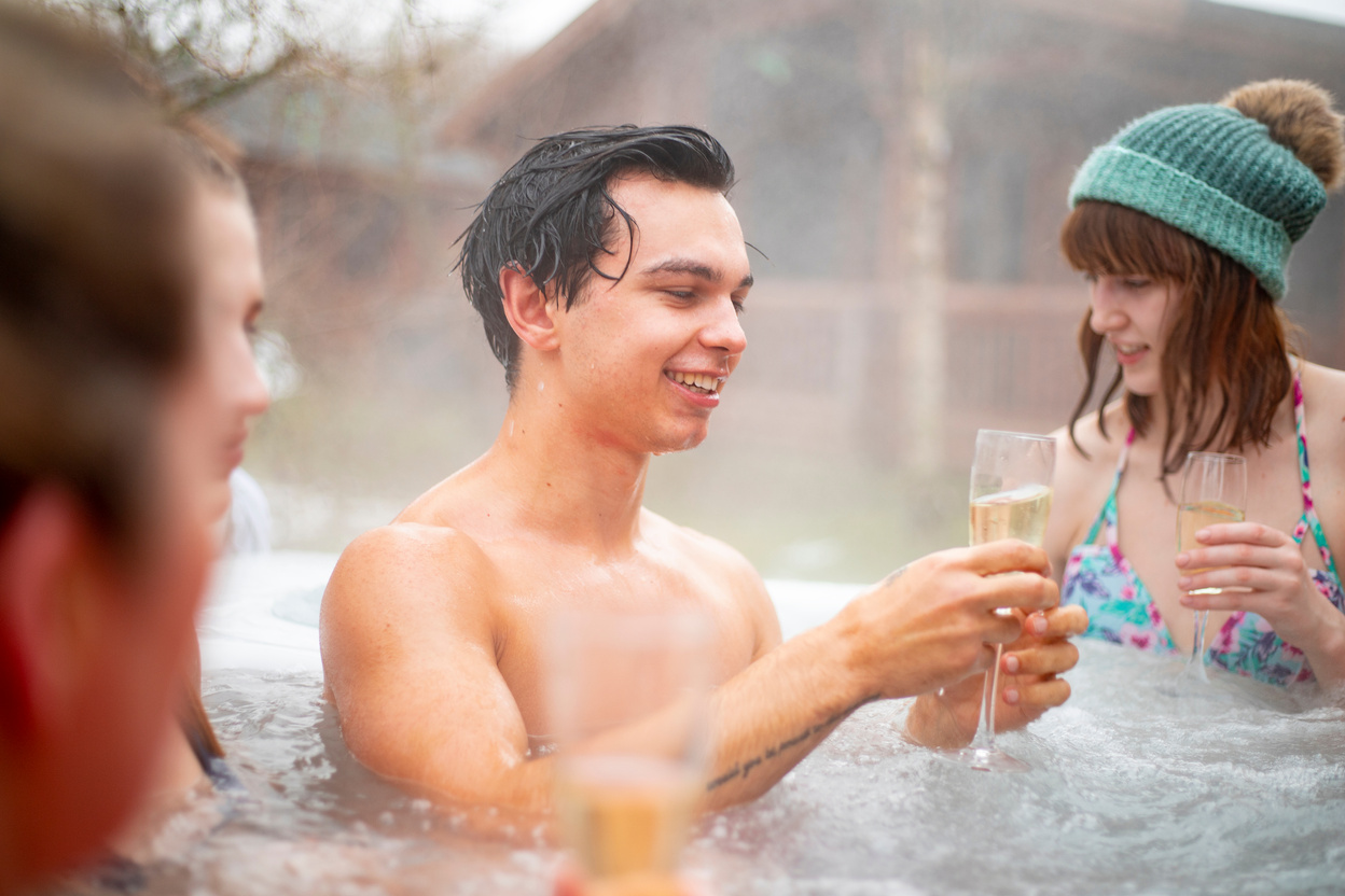 Champagne in the Hot Tub